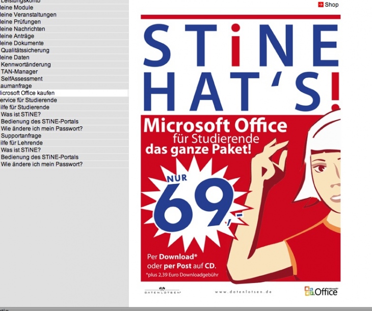 Fucking Microsoft Werbung auf Stine
